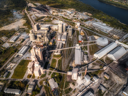 Huge cement plant aerial view.の写真素材