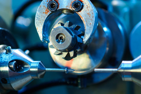 Intricate details of a milling machine at work in a precision manufacturing facility
