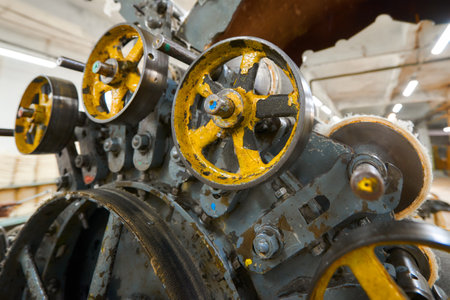 Exploring the intricate machinery of a felt production plant in motionの写真素材