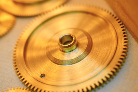 Intricate assembly of clockwork gears showcasing the beauty of precision engineering in motion
