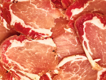 Savory slices of cured meat arranged beautifully for an enticing culinary experience