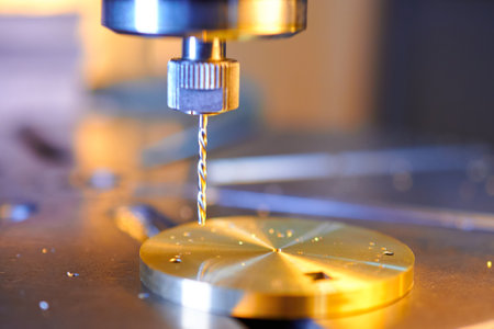 Precision drilling of clockwork bases in a metalworking shop enhances craftsmanship and mechanical...