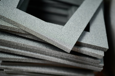 Creative foam frames stacked for crafting and gift box filling in a workshop setting