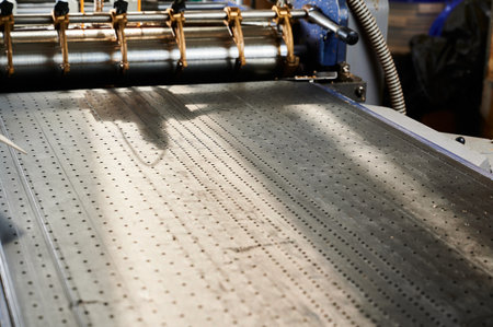 Precision rollers in action at a cardboard box manufacturing plant during production hours...