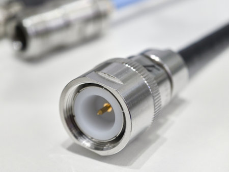 High frequency connector showcasing precision engineering and advanced technology in a modern...