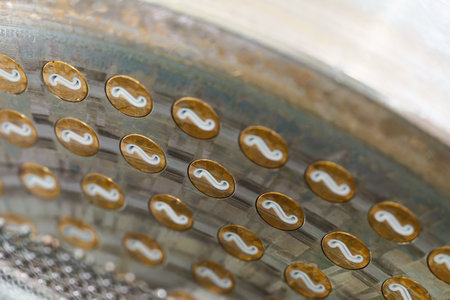 Macaroni extrusion dies showcasing eflon-coated plates for efficient pasta production in a...