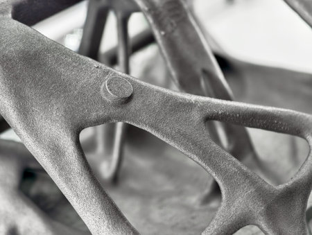 Additive manufacturing of intricate metal components through advanced 3D printing techniques in a modern workshop settingの写真素材