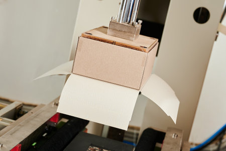 Efficiently wrapping rectangular boxes with a semi-automatic machine for streamlined packaging...