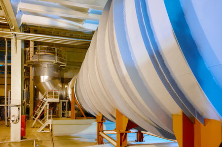 Flue gas duct system inside industrial facility for optimal gas management and ventilation