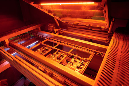 Surface mounting process of printed circuit boards during reflow soldering in a controlled...