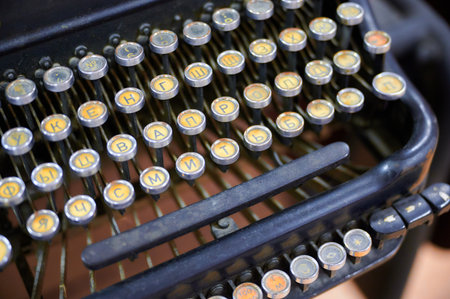 Vintage Cyrillic typewriter captures the essence of a bygone literary era in an intimate workspace
