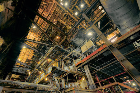 Exploring the intricate architecture of an abandoned industrial facility with rust and dark shadows
