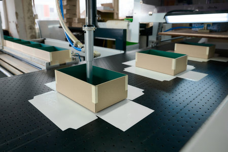 Innovative robotic technology enhances gluing process in cardboard box manufacturing at a modern...