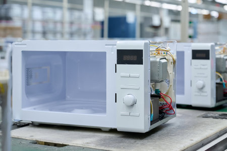 Production of household microwave ovens in an assembly workshop within a manufacturing facility