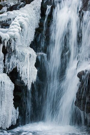 frozen waterfall in winterの写真素材