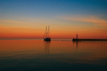 sailing boat in summer evening