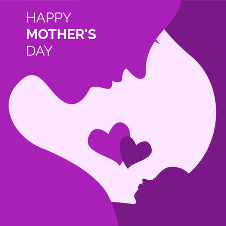 Illustration of Happy Mother's Day in flat style for greeting card and graphic resourceのイラスト素材