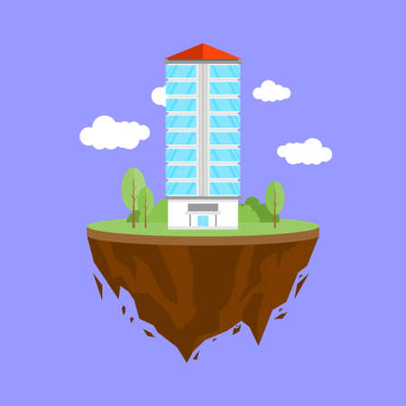 City building illustration. Modern flat style towers and office buildingsのイラスト素材