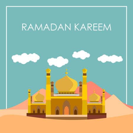 Illustration graphic of happy ied mubarak ramadan kareem flat style vector for ramadan eid template backgroundのイラスト素材