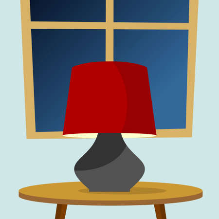 Furniture chandelier, floor and table lamp in flat cartoon style. A set of lamps on a white background. Chandeliers, illuminator, flashlight - elements of a modern interior. Vector illustration.のイラスト素材