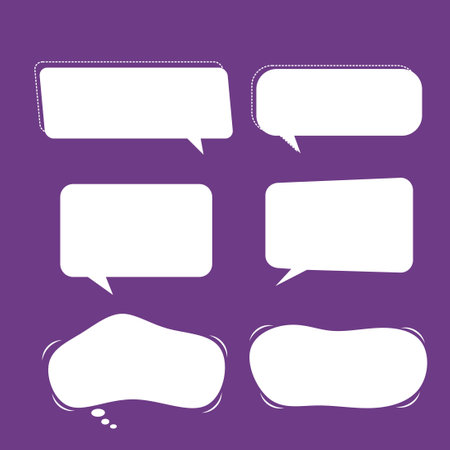 Set of talking text bubbles, speech bubble, chatting box, line message box cartoon vector illustration design. Balloon doodle style thinking sign symbol.のイラスト素材