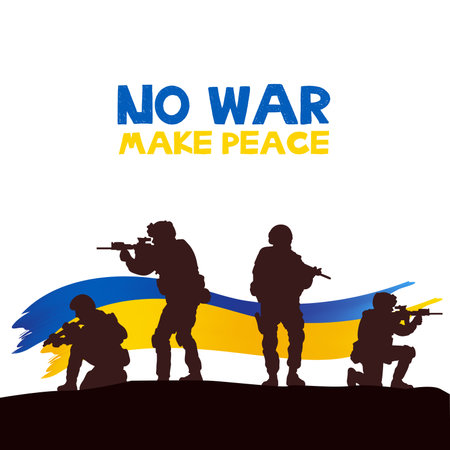 Pray for peace Ukraine Vector flat illustration on white background concept of Praying, mourning, humanity. No war.のイラスト素材