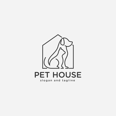 minimalist pet shop design with continuous line styleのイラスト素材