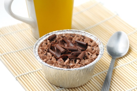 dessert chocolate cake in aluminium foil cupの写真素材