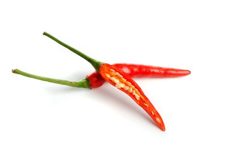 red hot chili peppers isolate on white backgroundの写真素材