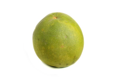 Green pomelo fruit on white Backgorundの写真素材