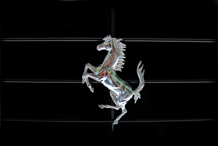 NONTHABURI, THAILAND - MAY 21  Ferrari prancing horse in front of Ferrari California in Supercar   Import car Show on May 21, 2011 in Nonthaburi, Thailand  のeditorial素材