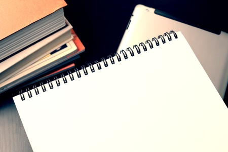 blank notebook on the dektopの写真素材