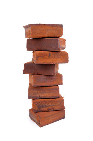 closeup chocolate isolated on white backgroundの写真素材