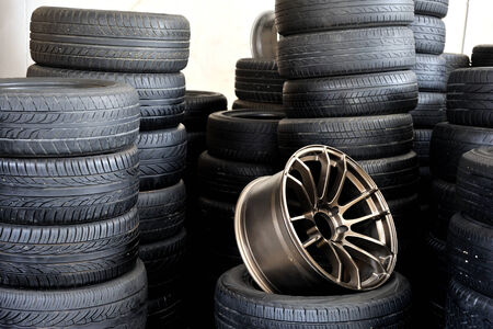 stack of used car tires