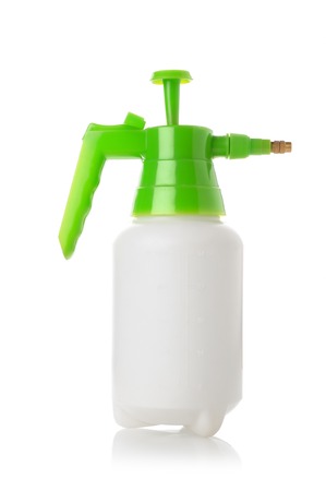 closeup garden sprayer isolated on white backgroundの写真素材