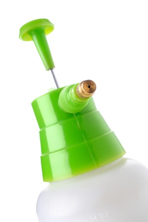 closeup garden sprayer isolated on white backgroundの写真素材