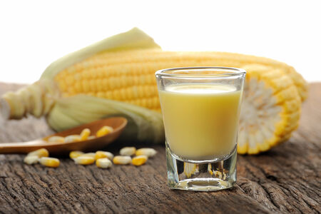 fresh sweet corn juice (corn milk)の写真素材
