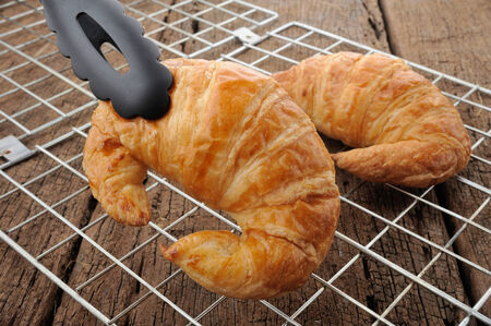 fresh croissant bread in the kitchenの写真素材