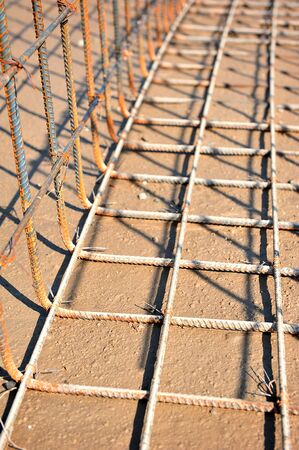 reinforce iron cage in a construction site
