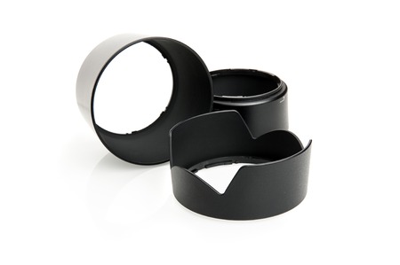 closeup Lens hood isolated on white backgroundの写真素材