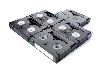 closeup detail of MiniDV video cassette