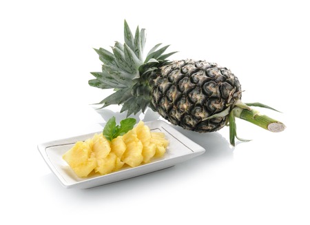 closeup sliced fresh pineapple fruitの写真素材