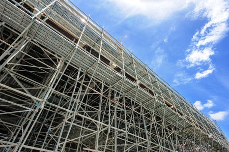 Scaffolding as safety equipment on a construction site.
