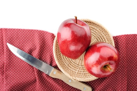 closeup fresh ripe red applesの写真素材