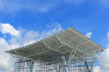 closeup structure of toll collection under construction