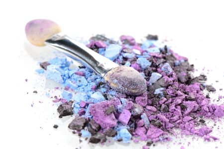 closeup colorful cosmetics on white backgroundの写真素材