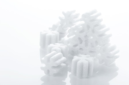 fill packing foam pellets on white background