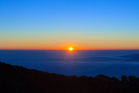 sunrise in the winter morningの写真素材