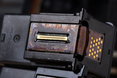 closeup nozzle plate of ink cartridgeの写真素材