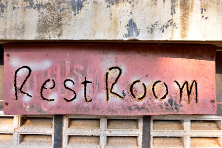 steel sheet with word rest roomの写真素材